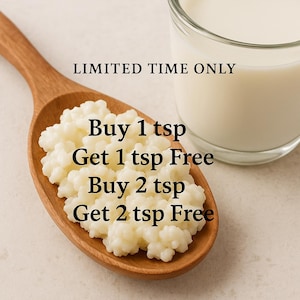 Buy 1 tsp Get 1 tsp Free, Buy 2 tsp Get 2 tsp Free – Live Organic Milk Kefir Grains, Homemade Kefir, Natural Probiotics, Gut Health Support!