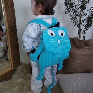 Toddler Backpack, Cute Custom School Bag, Kindergarten Backpack, Pre-school Cuddly Cat Childrens Bag, Back to School, gift for child
