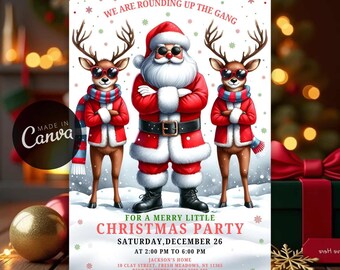 Rudolph Christmas Party Invitation, Editable Holiday Invite (Digital Download)