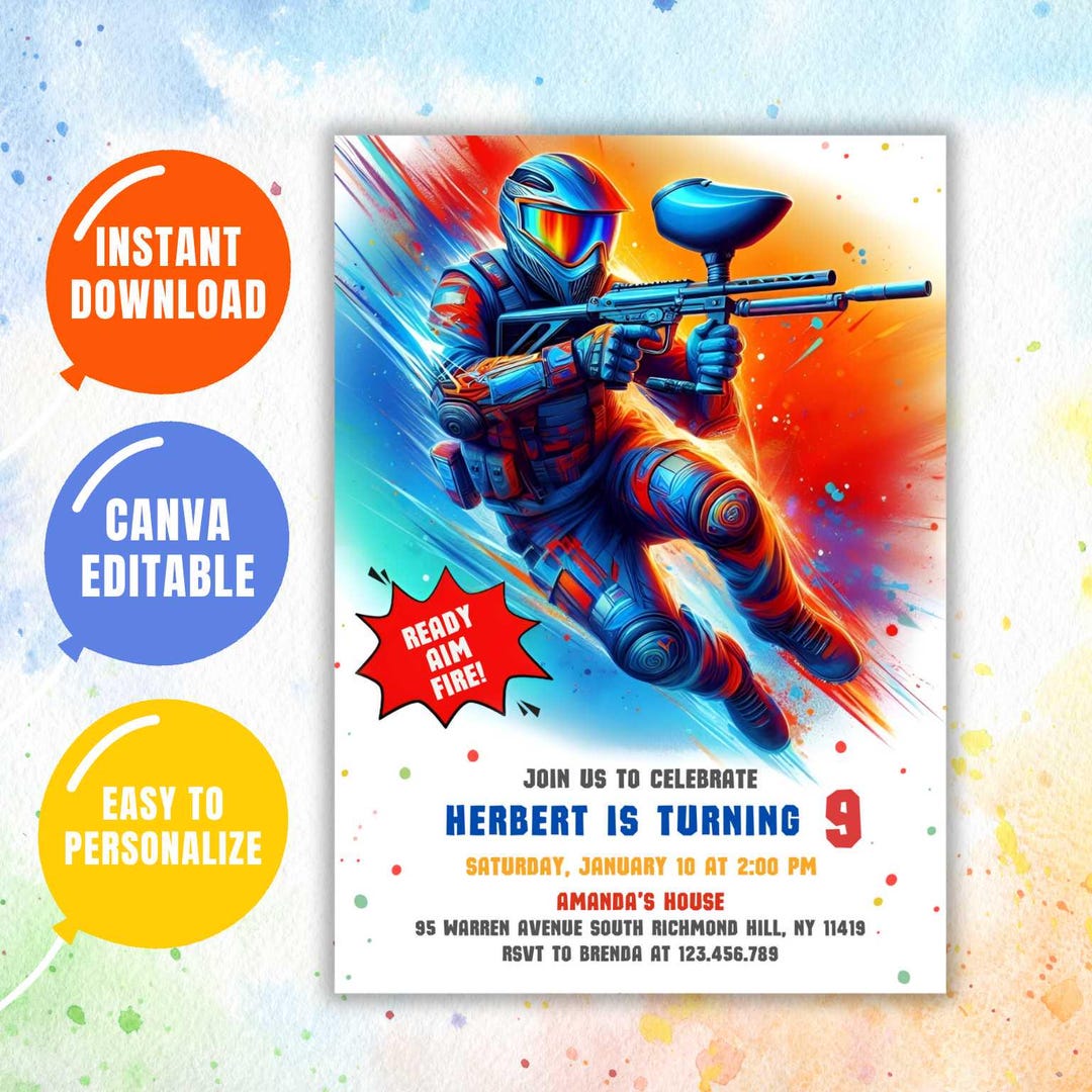 EDITABLE Paintball Birthday Invitation Boys Paintball Party Template editable-paintball-birthday-invitation-boys-paintball-party-template
