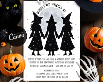 Editable Witches Night Out Invitation, Halloween Party Invite (Digital)