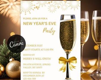 Elegant New Year's Eve Party Invitation (Digital Template)