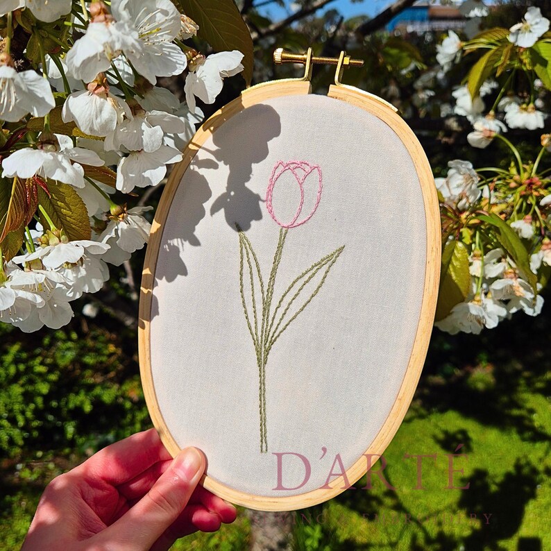 Tulip Embroidery Pattern PDF, Minimalist Floral Hand Needlepoint Design ...