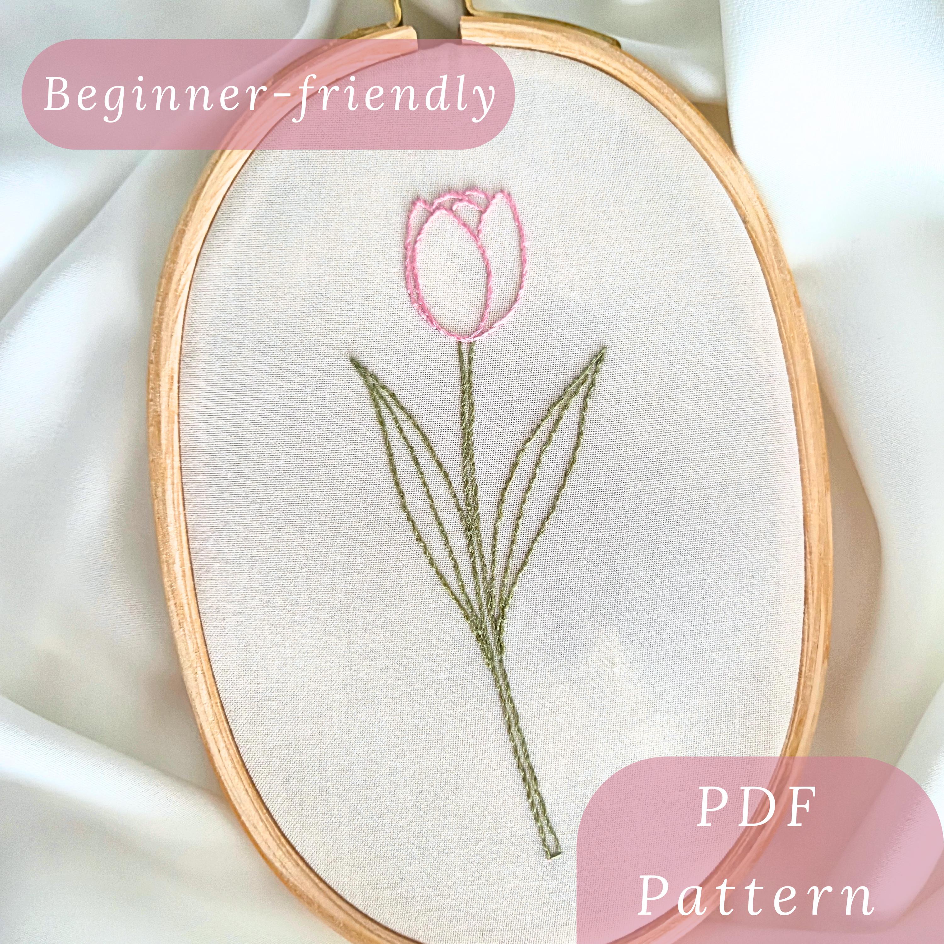 Tulip Embroidery Pattern PDF, Minimalist Floral Hand Needlepoint Design ...