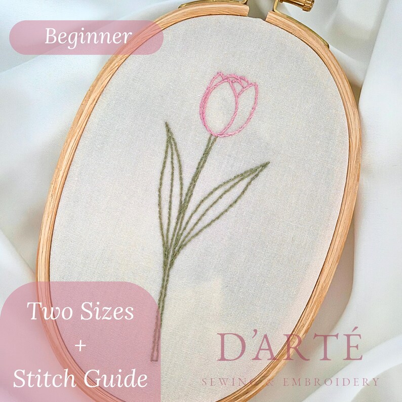 Tulip Embroidery Pattern PDF, Minimalist Floral Hand Needlepoint Design ...