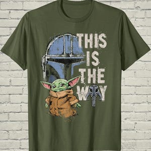 Mandalorian Grogu Star Wars Shirt, This Is The Way Baby Yoda Tee, Mens Birthday Gift, Sci Fi Fan Graphic Apparel, Space Movie Present image 1