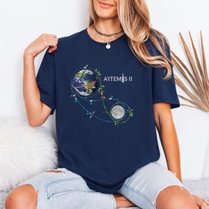 Artemis 2 Mission Shirt, SLS Rocket Graphic Tee, Lunar Orbit Flight Path, STEM Graduation Gift For Nerd, Science Teacher Top