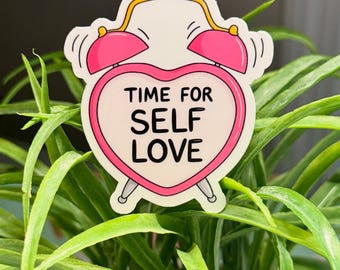 L'heure de l'amour-propre - Sticker imperméable - Cadeaux pour l'amour de soi - Stickers positivité - Stickers santé mentale - Stickers anxiété - Sticker tendance