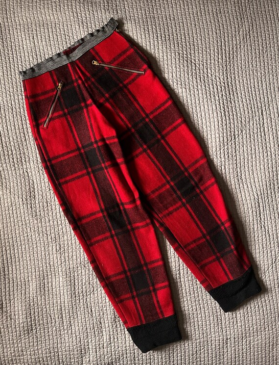 1940's Soo Woolen Mills Red and Black Plaid Wool … - image 9