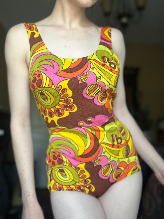 1960's/70's Psychedelic Swimsuit by Jer-Sea Sweden