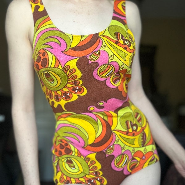 1960's/70's Psychedelic Swimsuit by Jer-Sea Sweden