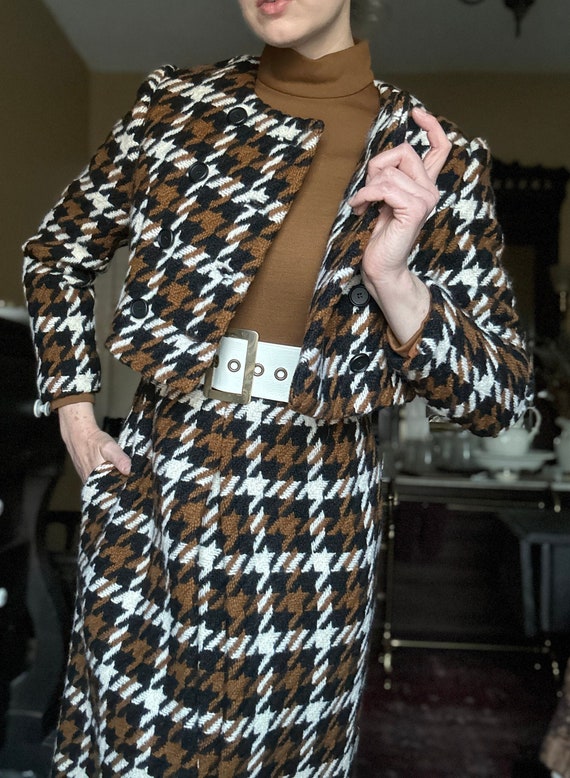 1960's Mod Sara Fredericks Couture Dress Suit Dog… - image 1