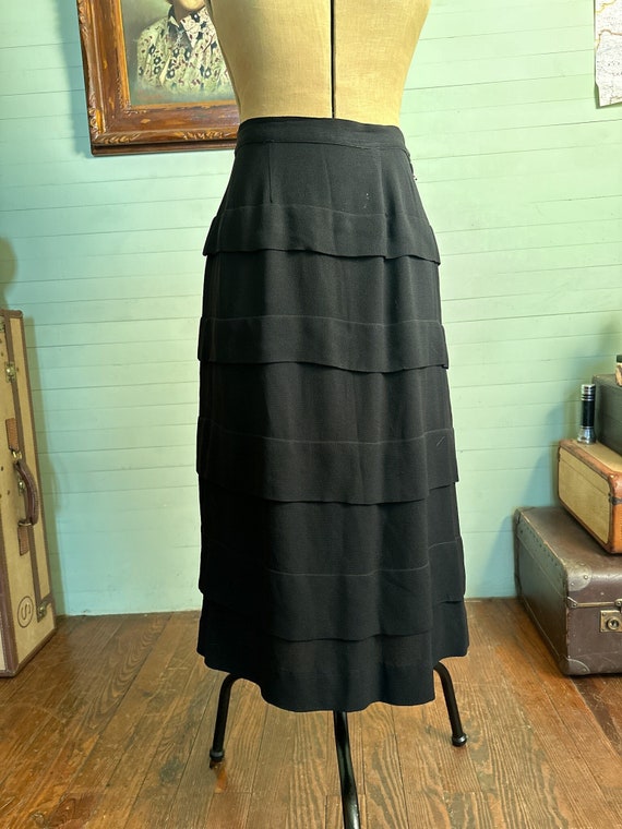 1940's Not-So-Basic Little Black Tiered Skirt