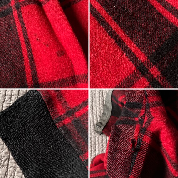 1940's Soo Woolen Mills Red and Black Plaid Wool … - image 10