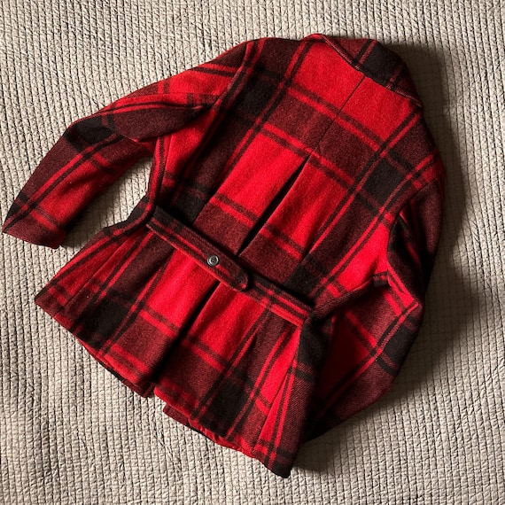 1940's Soo Woolen Mills Red and Black Plaid Wool … - image 6
