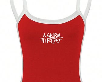A Global Threat- Two Tone Ribbed Tank- DTF Streetwear Print Spandex Apparel Womenswear Graphic Fit