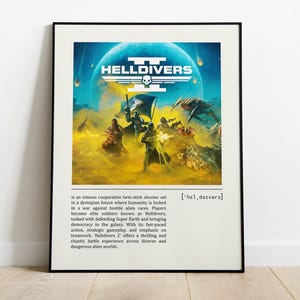 Helldivers 2 | Jogo minimalista | Impressão de arte retrô vintage | Pôster personalizado | Impressão de arte de parede | Decoração para casa | Impressão de jogo | Presente de jogo
