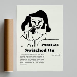 Stereolab Switched On Poster | Pôster de música minimalista | Impressão de arte retrô vintage | Pôster personalizado | Impressão de arte de parede | Página inicial