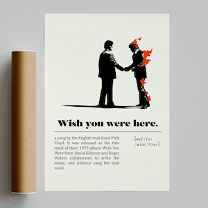 Póster de Pink Floyd Wish you were here / Póster de música minimalista / Impresión de arte retro vintage / Póster personalizado / Impresión de arte de pared / Division Bell