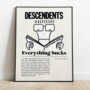 Descendents Everything Sucks | Pôster de música minimalista | Impressão de arte retrô vintage | Pôster personalizado | Impressão de arte de parede | Decoração para casa | Descendents