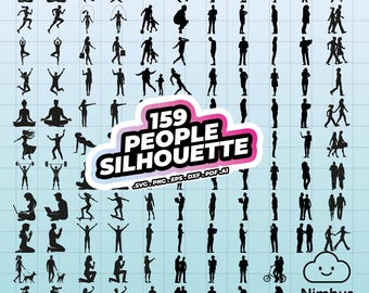 159 People Silhouette SVG Bundle, People SVG Pack, Human Figures, Action Poses SVG
