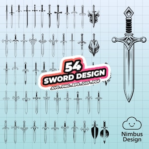Sword SVG Bundle, Sword DXF, EPS, 4k png, pdf, Sword Cut File, Sword Icon, Sword Vector, Medieval Sword, Fantasy Sword, Viking Samurai Sword