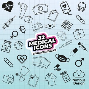 Icônes médicales SVG Bundle, Doctor SVG, infirmière SVG, infirmière Life, Stethoscope, Coup Files for Cricut, Silhouette