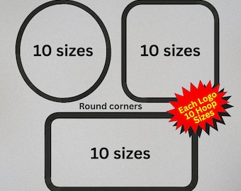 Applique Embroidery Logo Frame Designs, 3 Shapes, 10 Sizes, digital Download