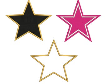 Applique Embroidery design, Star Embroidery frame 5 sizes Instant download PES DST