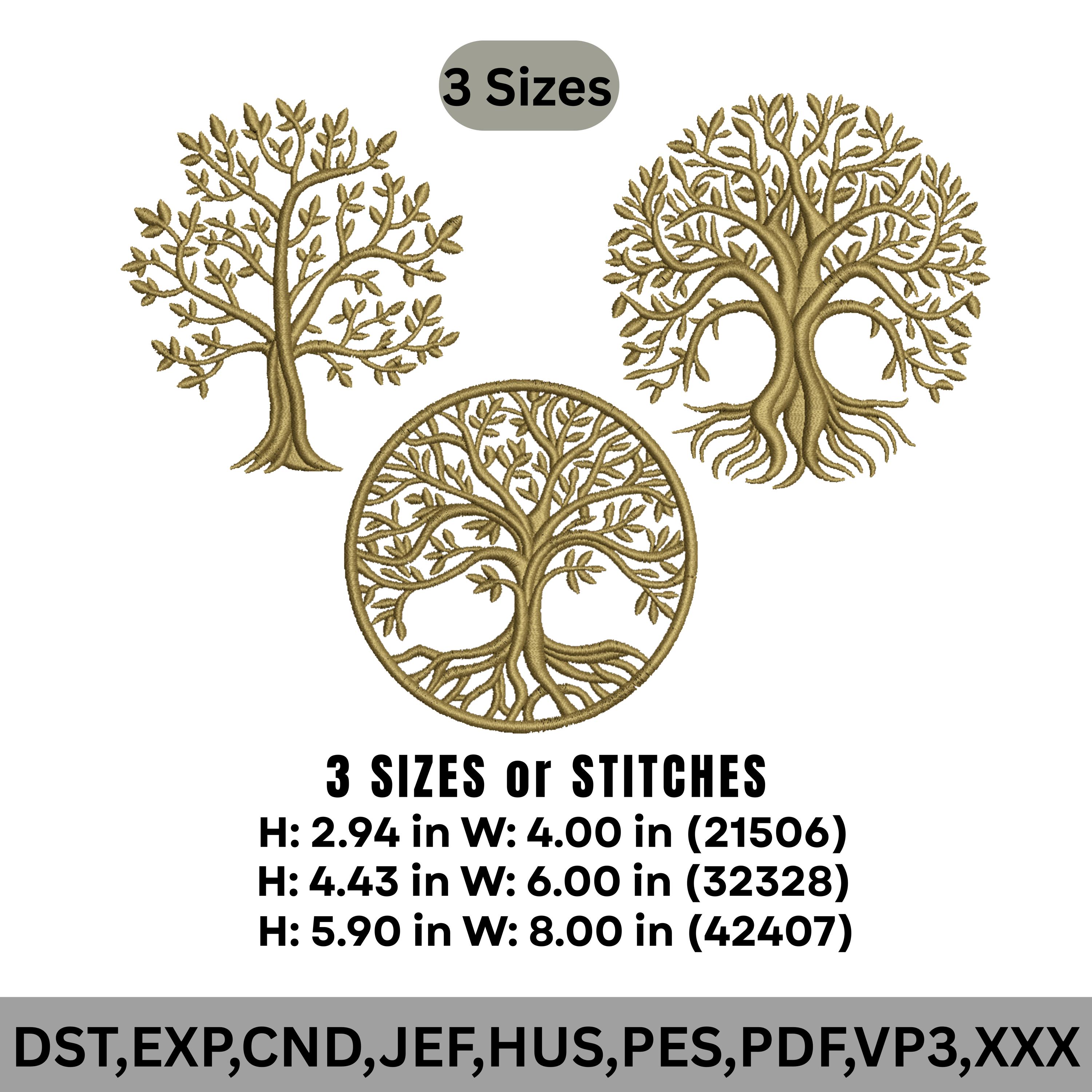 Tree of Life Embroidery Design, Machine Embroidery File 3 Sizes(digital ...