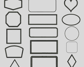 Applique Embroidery Logo Frame Designs, 15 Shapes, 10 Sizes, digital Download