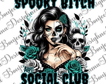 Spooky Bitch Anti-social Club Halloween, Vampire png, Vampire Sublimation Design Digital Download PNG Instant DIGITAL Halloween Tshirt