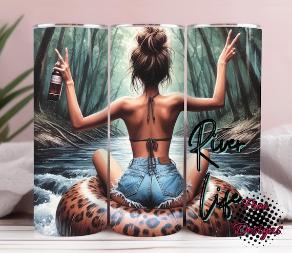 River Life Tumbler Wrap, Outdoor Sublimation Design, Outdoor Tumbler PNG, River Rafting Tumbler, Day Drinking Tumbler Sublimation