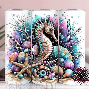 Purple And Blue Seahorse Hibiscus Tumbler 20 oz Skinny Tumbler Sublimation Design Digital Download PNG Instant DIGITAL ONLY,Seashell Tumbler