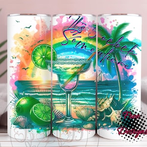 It&#39;s 5 o&#39;clock Somewhere Sunset Margaritas 20 oz Skinny Tumbler Sublimation Design Digital Download PNG Instant DIGITAL ONLY, Summer Tumbler