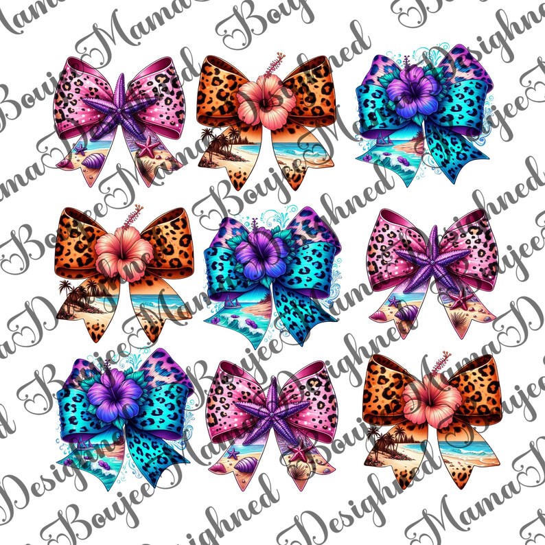 Coastal Bow Clipart PNG: Ocean Bows Tshirt Design, Starfish Tshirt Png ...