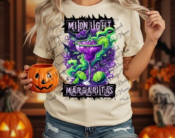 Spooky Midnight Margaritas Tshirt Design: Spooky Halloween PNG, Margaritas Halloween Digital Download,