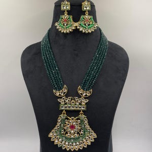 Zayncreations Multistrand Beads Ethnic Kundan Traditional Party & Casual Wear 5 Pearl Beaded Necklace With Earrings Set Gift For Her