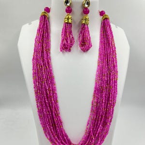Zayncreations Multi Beaded Party & Casual Wear Beaded With Gemstone Necklace With Earrings Set Gift For Her