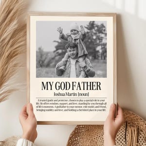 Personalized Godfather Definition Poster, Custom Wall Art Gift from Godchild, Baptism or Christmas Present, Godparent Keepsake Print