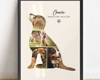 Collage fotografico personalizzato a forma di cane: ricordo personalizzato per animali domestici e regalo per gli amanti dei cani