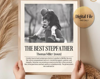 DIGITAL FILE Personalized Bonus Dad Definition Print, Custom Stepdad Gift