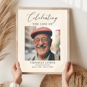 Cartello di benvenuto funebre personalizzato, poster per celebrare la vita, cartello con foto personalizzata per il servizio funebre, tributo in amorevole memoria, stampe funebri!