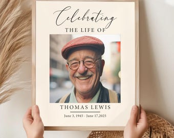 Personalized Celebration of Life Poster: Memorial Photo Sign