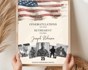 Poster commemorativo del pensionamento militare: cartello e foto personalizzati