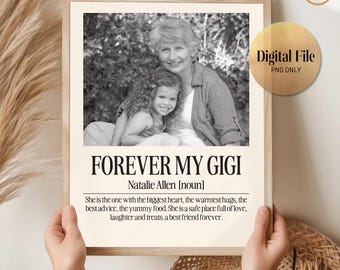 DIGITAL FILE Personalized Gigi Definition Poster: Custom Grandma Wall Art Keepsake