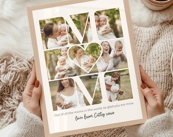 "Personalisierte ""Mama"" Fotocollage: Individuelles ""MOM"" Geschenk zu Muttertag & Geburtstag."