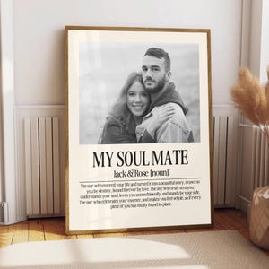 Impression personnalisée de définition d'âme sœur, cadeau romantique pour partenaire, cadeau d'anniversaire, art mural personnalisé pour conjoint, petit ami ou cadeau pour conjoint