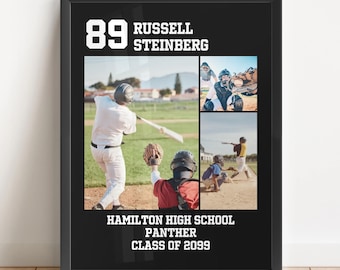 Senior Athlete Tribute Poster: Custom 3-Photo Graduation Collage Print