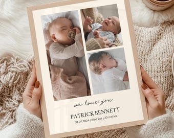 Personalized Birth Announcement Poster: Baby Stats Wall Art Gift